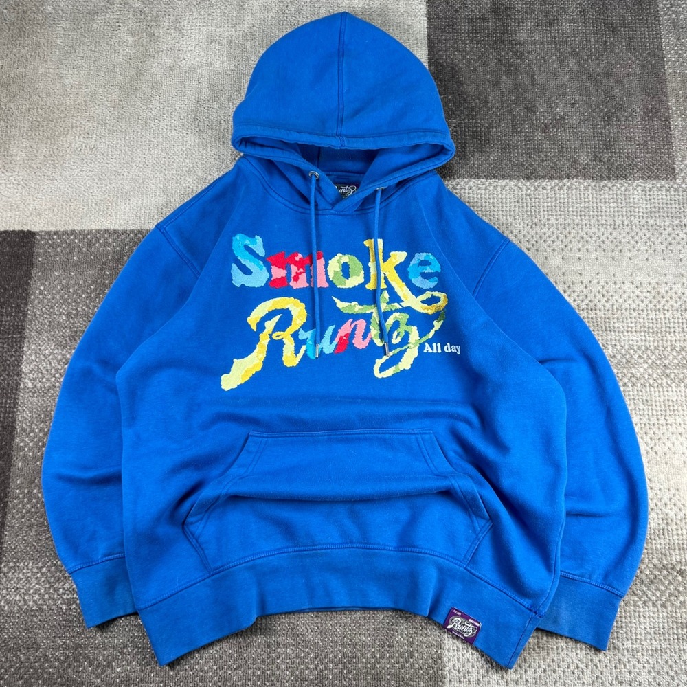 Runtz Worldwide Mens XL Blue Smoke Runtz Embroidered Pullover Hoodie Streetwear
